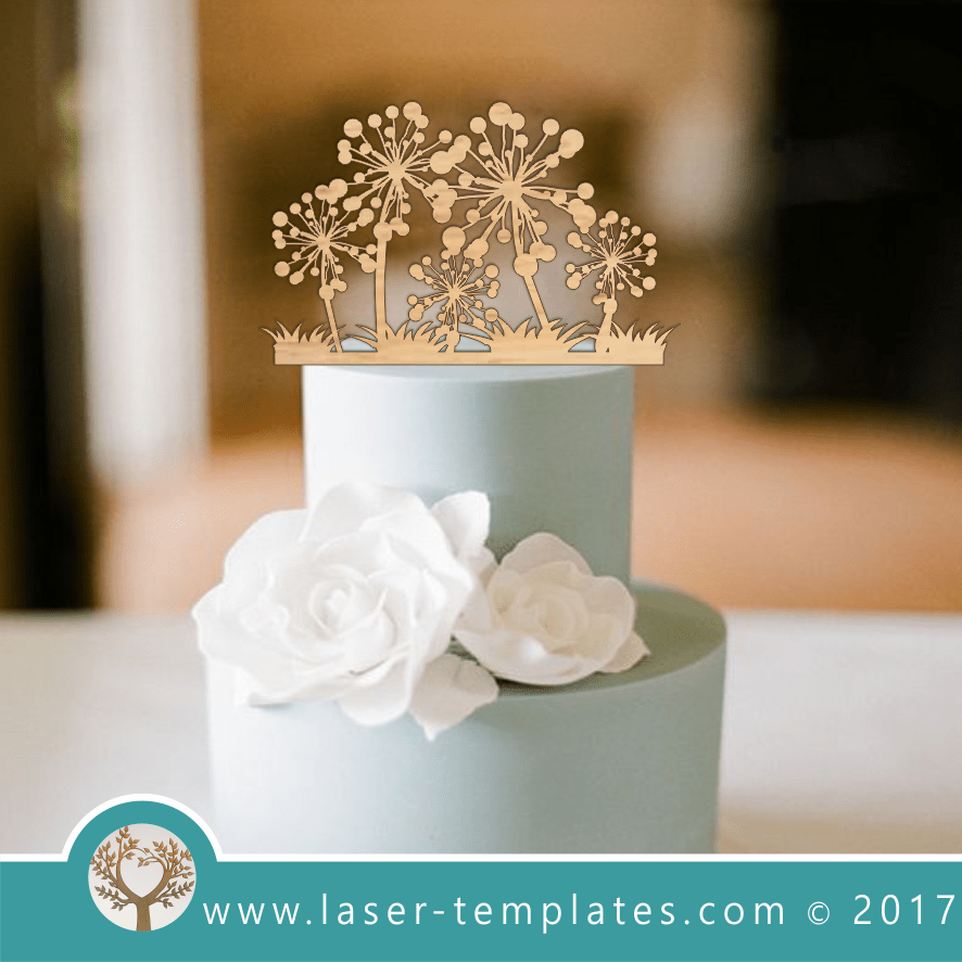 Dandelion Laser Cut Cake Topper Template, Download Vector Designs ...