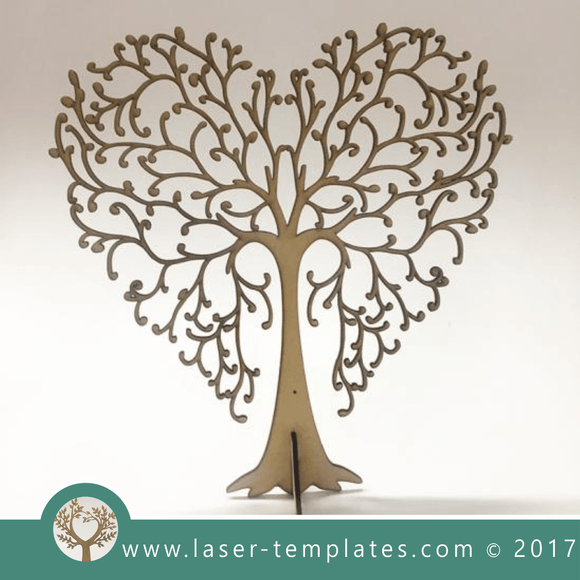 Laser cut tree template. Online 3d vector design download free patterns every day. Decorative Heart Tree.