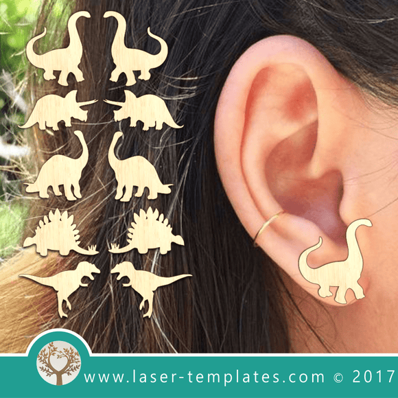 Laser Cut Dinosaur Earrings Template, Download Vector Design