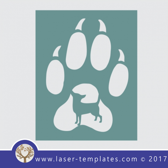 Dog paw print template, online laser cut design store. Download Vector patterns.