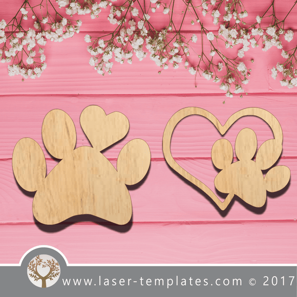 Laser Cut Dog Paws Template, Download Laser Ready Vector Designs.