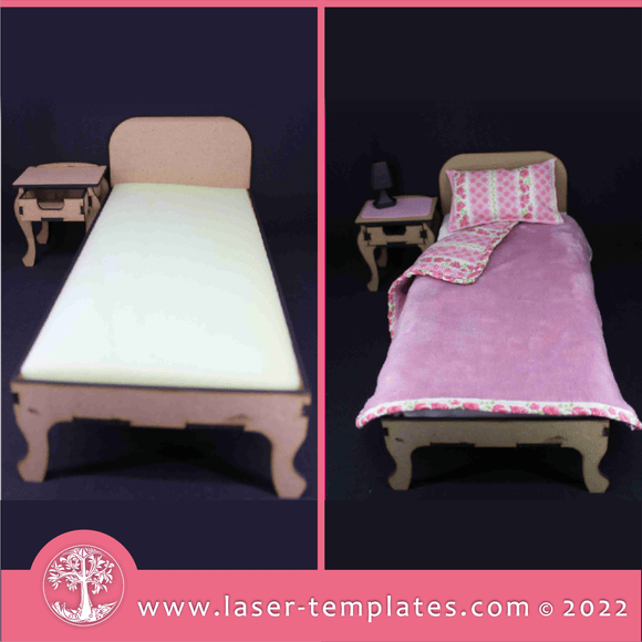 Doll Bed and Drawer Side Table Set