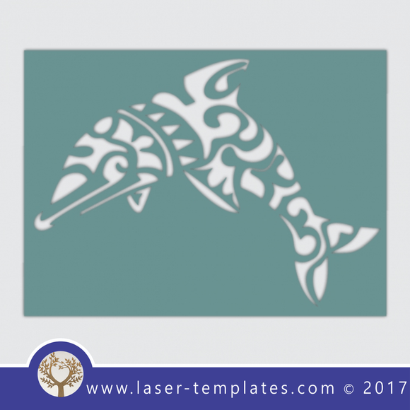 Dolphin stencil template, online laser cut design store. Download Vector patterns.