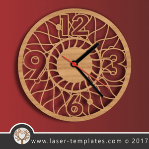 Laser cut template, wall clock, dream catcher design. Online template store, free Vector patterns every day. Dream Catcher clock