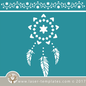 Dream catcher / mandala stencil template for laser cutting of border, wall, floor and furniture stencils free vector downloads. Dream Catcher stencil 11.
