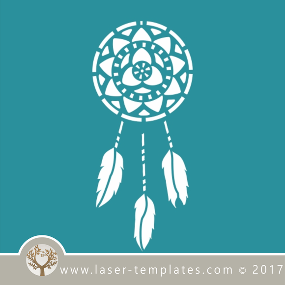 Dream catcher / mandala stencil template for laser cutting of border, wall, floor and furniture stencils free vector downloads. Dream Catcher stencil 12