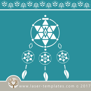 Dream catcher / mandala stencil template for laser cutting of border, wall, floor and furniture stencils free vector downloads. Dream Catcher stencil 13