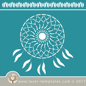 Dream catcher / mandala stencil template for laser cutting of border, wall, floor and furniture stencils free vector downloads. Dream Catcher stencil 14