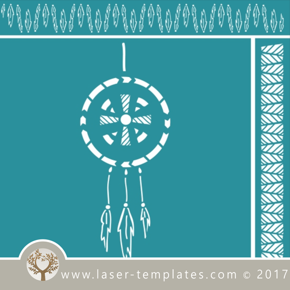 Dream catcher / mandala stencil template for laser cutting of border, wall, floor and furniture stencils free vector downloads. Dream Catcher stencil 15