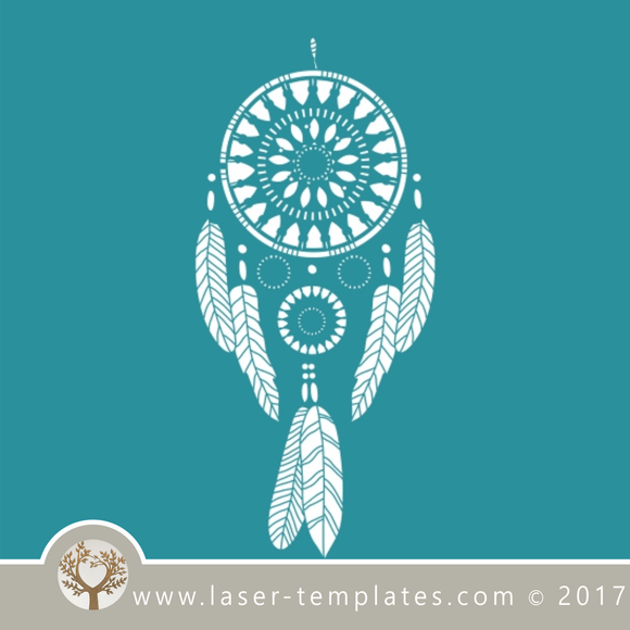 Dream catcher / mandala stencil template for laser cutting of border, wall, floor and furniture stencils free vector downloads. Dream Catcher stencil 16.