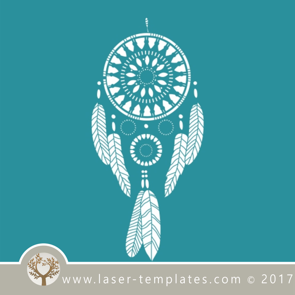 Dream catcher / mandala stencil template for laser cutting of border