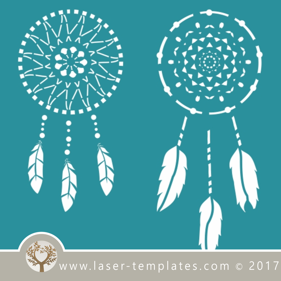 Dream catcher / mandala stencil template for laser cutting of border