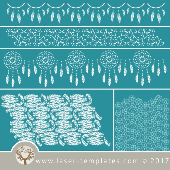 Dream catcher / mandala stencil template for laser cutting of border, wall, floor and furniture stencils free vector downloads. Dream Catcher stencil 20