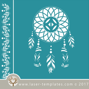 Dream catcher / mandala stencil template for laser cutting of border, wall, floor and furniture stencils free vector downloads. Dream Catcher stencil 3