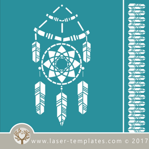 Dream catcher / mandala stencil template for laser cutting of border, wall, floor and furniture stencils free vector downloads. Dream Catcher stencil 6