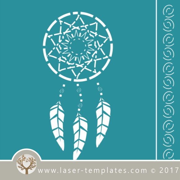 Dream catcher / mandala stencil template for laser cutting of border, wall, floor and furniture stencils free vector downloads. Dream Catcher stencil 7