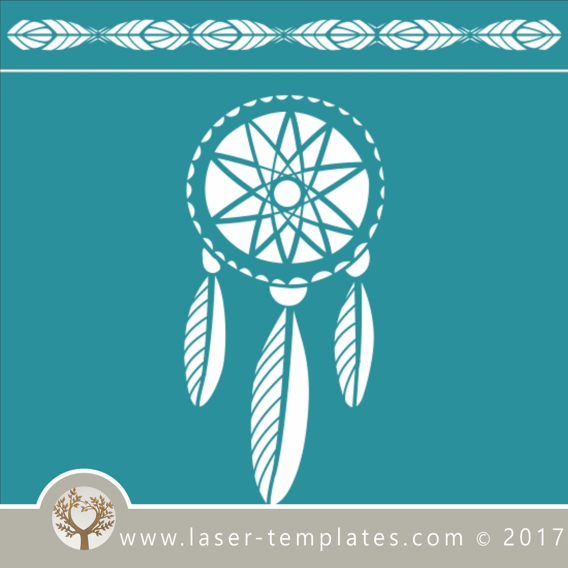 Dream catcher / mandala stencil template for laser cutting of border