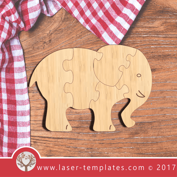5 Piece Laser Cut Elephant Puzzle Template, Download Vector Designs.
