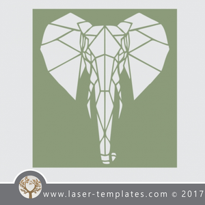 Elephant head stencil template, online design store for laser cut patterns.