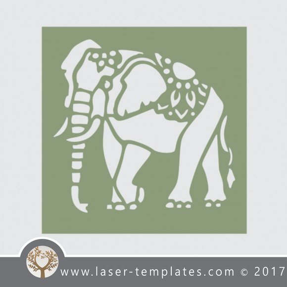 Elephant stencil template, online design store for laser cut patterns.