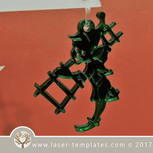 Elf with Ladder laser cut template, download vector designs