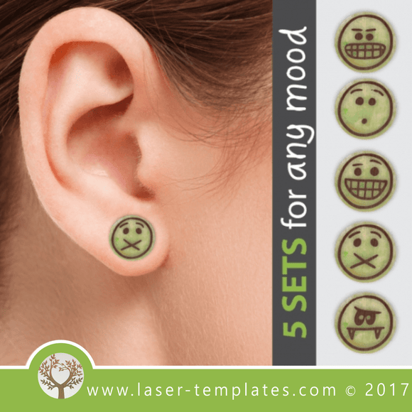 Emoji Earrings 4. Online store for Laser templates.