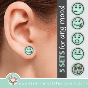 Emoji Earrings 5. Online store for Laser templates.