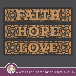 Laser cut word template. Download vector pattern, design. Faith Hope Love 6