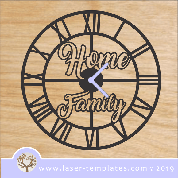 laser cutting templates Family Home Clock