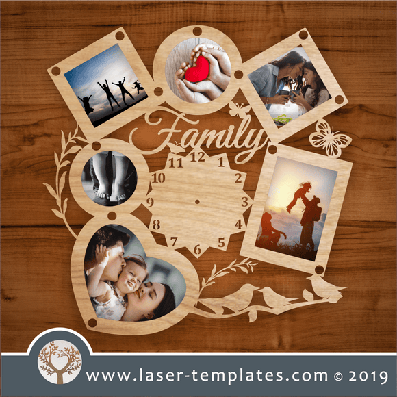 laser cutting templates Family Photo Clock