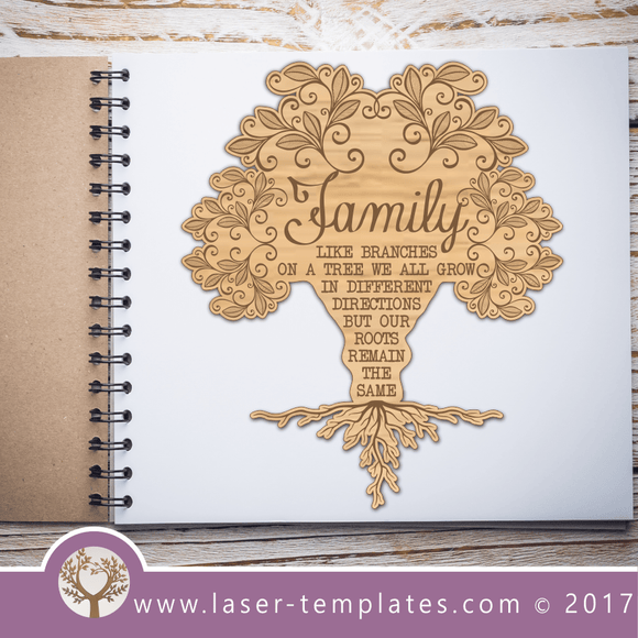 Family Tree Quote laser template, download vector designs
