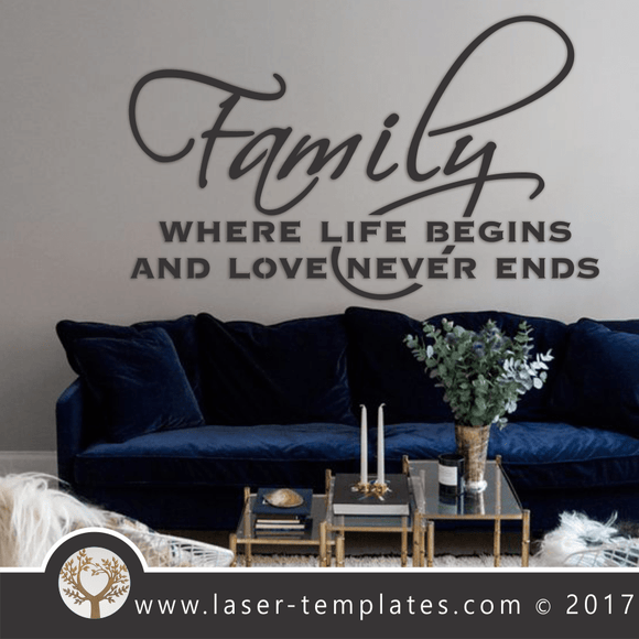 Laser Cut Family Wall Quote Stencil Template, Download Vector Designs.