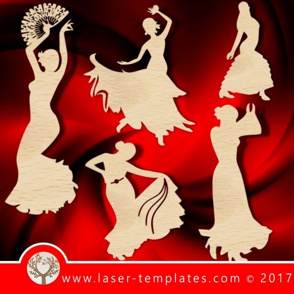 Flamenco Dancers laser cut template, download vector designs