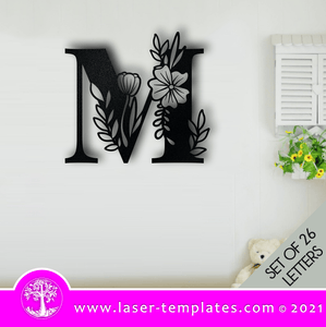 Laser cut template for Floral Alphabet Letters. Kids Interior and exterior design décor, Mothers Day gift, birthday present or add to your product catalog and perfect for Christmas as well or any occasion really. Cut out of 3mm wood, hardboard or acrylic.  You can add and remove elements or personalize the design.   Unicorn 3 Floral Alphabet Letters   There are 26 Letters.