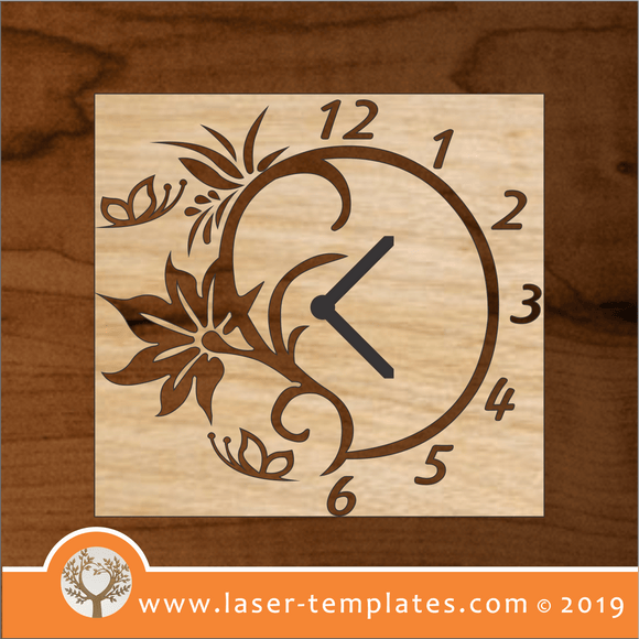 laser cutting templates Floral Clock