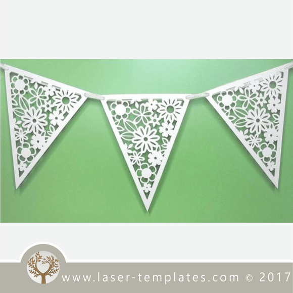 Laser cut Flower bunting pattern, download template.
