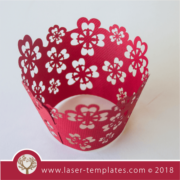 Laser Cut Flower Cupcake Wrapper Template, Download Vector Designs.