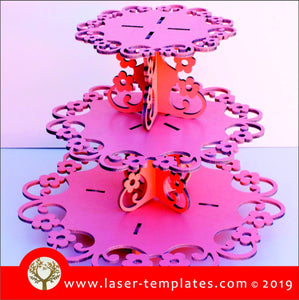 Laser Cut Template for Flower Floral Cupcake Stand