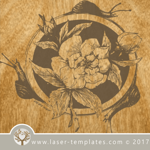 Vintage rose vector engraving template for Lasers. VECTOR template online store, free designs. Flower Motif.