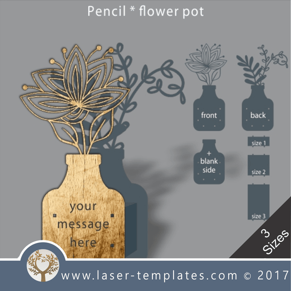 Laser cut flower pot template, use it for pencils, act. 3 different inner sizes. download free Vector designs every day. flower pot 1