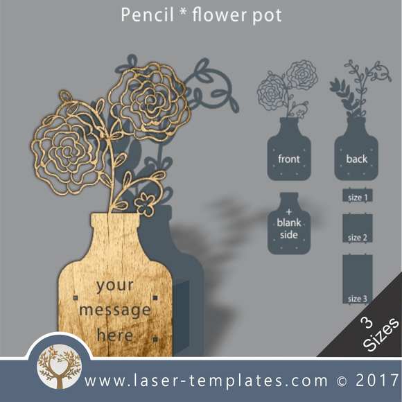 Laser cut flower pot template, use it for pencils, act. 3 different inner sizes. download free Vector designs every day. flower pot 11