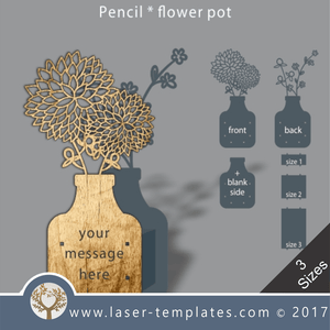 Laser cut flower pot template, use it for pencils, act. 3 different inner sizes. download free Vector designs every day. flower pot 12