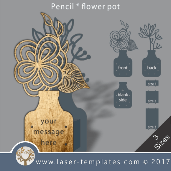 Laser cut flower pot template, use it for pencils, act. 3 different inner sizes. download free Vector designs every day. flower pot 13