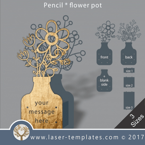 Laser cut flower pot template, use it for pencils, act. 3 different inner sizes. download free Vector designs every day. flower pot 14
