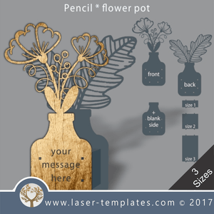 Laser cut flower pot template, use it for pencils, act. 3 different inner sizes. download free Vector designs every day. flower pot 15