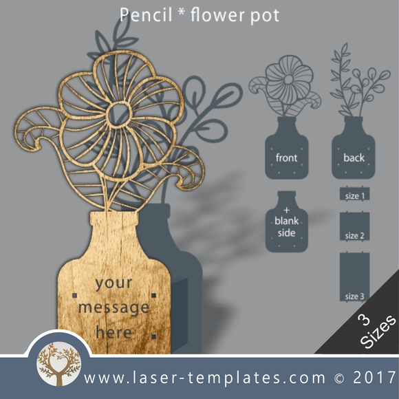 Laser cut flower pot template, use it for pencils, act. 3 different inner sizes. download free Vector designs every day. flower pot 17