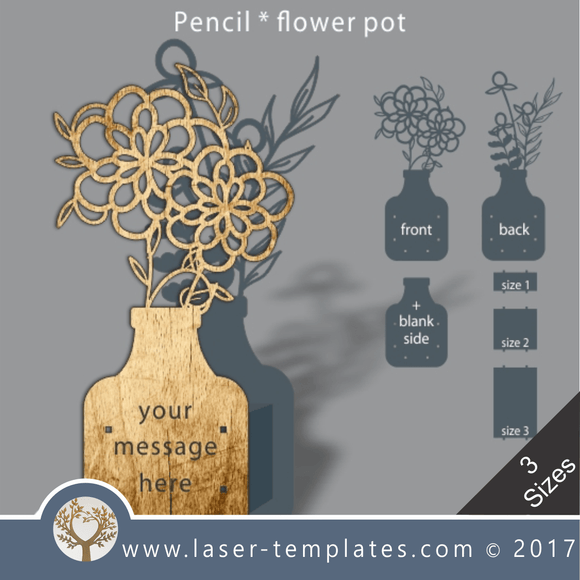Laser cut flower pot template, use it for pencils, act. 3 different inner sizes. download free Vector designs every day . flower pot 18.