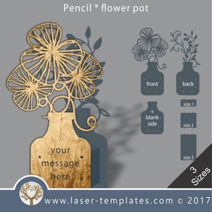 Laser cut flower pot template, use it for pencils, act. 3 different inner sizes. download free Vector designs every day . flower pot 19.
