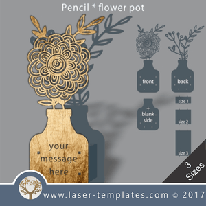 Laser cut flower pot template, use it for pencils, act. 3 different inner sizes. download free Vector designs every day. flower pot 20
