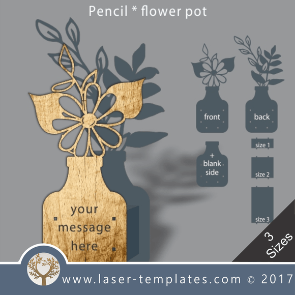 Laser cut flower pot template, use it for pencils, act. 3 different inner sizes. download free Vector designs every day. flower pot 26